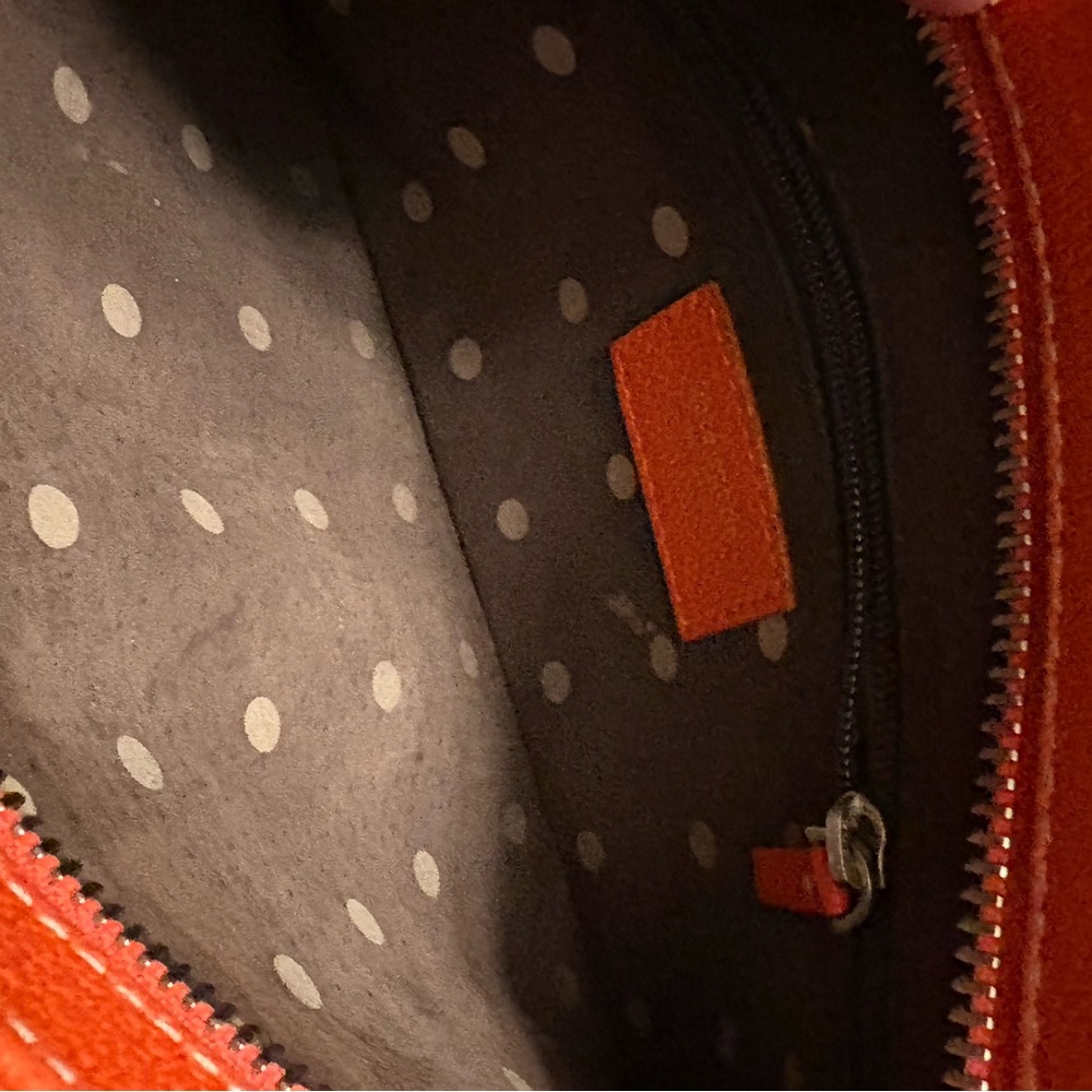 Kate Spade Orange Pebbled Leather Shoulder Bag Clutch Baguette Vintage Italian - Picture 4 of 6